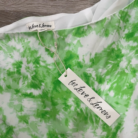 NWT For Love & Lemons Tie-Dye One-Shoulder Dress Green Size Largely - Picture 5 of 9